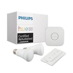 Philips Hue 3rd Gen White Ambiance A19 60W Smart 2-Bulb Kit with Dimmer Switch