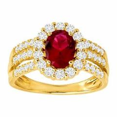 Created Ruby & White Sapphire Ring in 10K White & Yellow Gold