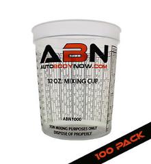 ABN Clear Plastic Paint Mixing Cup 100-Pack 32oz Ounce / 946mL Milliliter