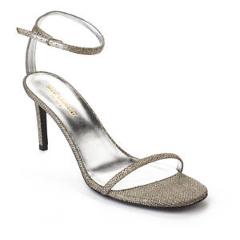 Saint Laurent Women's Ankle Strap High Heels Shoes Silver