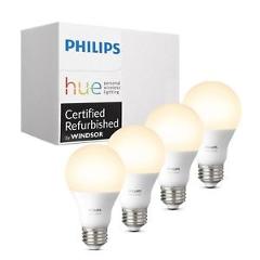 Philips 472027 Hue White Dimmable 60W A19 Gen 3 Smart Bulbs - 4-Pack