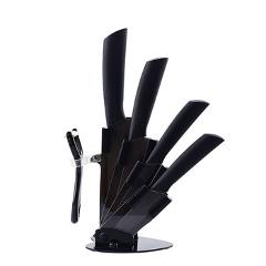 Ceramic Knives Kitchen knives Accessories set 3" Paring 4" Utility 5" Slicing 6" chef Knife+Holder+Peeler Black Blade