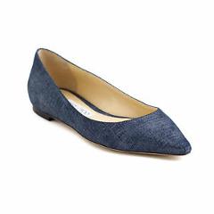 Jimmy Choo Women's Denim Leather "Romy" Flat Shoes Blue