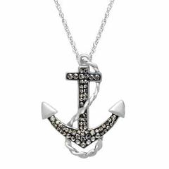 Crystaluxe Anchor Pendant with Swarovski Crystals in Sterling Silver