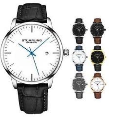 Stuhrling Men's 3997 Minimalist Design Dress Casual Date Genuine Leather Watch