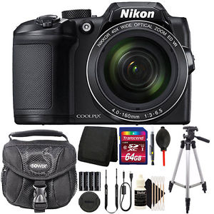 Nikon COOLPIX B500 16MP 40x Built-in Wi-Fi Digital Camera Black + 64GB Kit