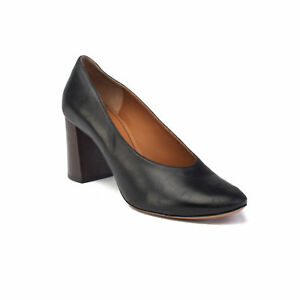 Chloe Women's Leather Mid-Heel Pump Shoes Black