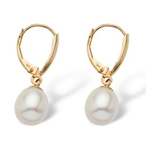 Cultured Freshwater Pearl Drop Earrings 14k Yellow Gold
