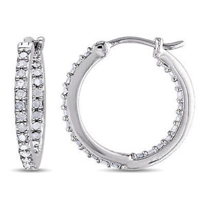 Sterling Silver 1/2 CT Diamond TW Hoop Earrings I3
