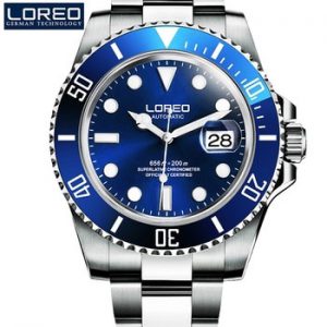 New LOREO Water Ghost Series Classic Blue Dial Luxury Men Automatic Watches Stainless Steel 200m Waterproof Mechanical Watch