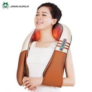 (with Gift Box)JinKaiRui U Shape Electrical Shiatsu Back Neck Shoulder Body Massager Infrared Heated Kneading Car/Home Massagem