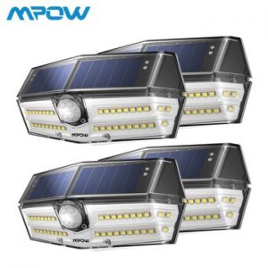 4 Pack 40 LED Solar Lights Mpow CD182  Outdoor Motion Sensor High-efficient Solar Panel Lamp IP66 Luz Solar Led Para Exterior