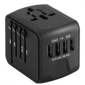 LONGET Travel Adapter International Universal Power Adapter All-in-one with 3.4A 4 USB Worldwide Wall Charger for UK/EU/AU/Asia