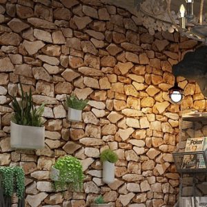 Waterproof Vintage 3D Stone Effect Wallpaper Roll Modern Rustic Realistic Faux Stone Texture Vinyl PVC Wall Paper Home Decor