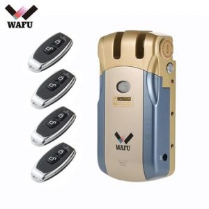 Wafu 010 Keyless Entry Electronic Remote Door Lock Wireless 433mHZ Invisible Intelligent Lock With 4 Remote Keys