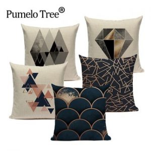 Geometric Black Blue Cushion Cove Textile  Hill Gold Dero Throw Pillows Covers 45Cmx45Cm Square Sofa Bed 3D Throw Pillow Cover