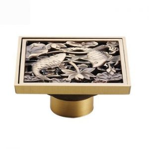 Antique Brass Floor Drains 10cm Shower Floor Drain Bathroom Deodorant  Square Waste Drain Strainer Cover Grate