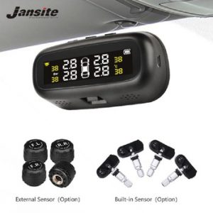 Jansite Solar TPMS Car Tire Pressure Alarm Monitor System Display Intelligent Temperature Warning with 4 sensors BAR LCD Display