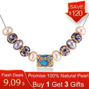 European Style natural pearl necklace for women AAAA high quality pearl jewelry New Blue accessaries with 45cm silver chain