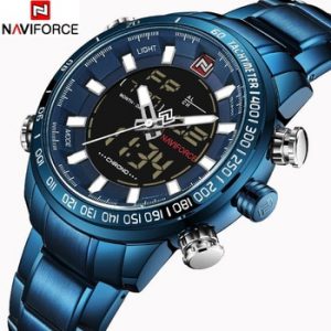 NAVIFORCE Top Brand Men Military Sport Watches Mens LED Analog Digital Watch Male Army Stainless Quartz Clock Relogio Masculino