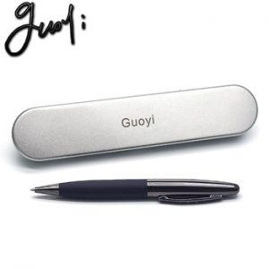 Guoyi C015 Black leather metal case ballpoint pen Learn office school stationery Gift Luxury pen & hotel business Writing pen