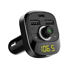 JaJaBor Bluetooth Car Kit Wireless FM Transmitter Handsfree A2DP Music Playing Type-C Charging Port Support TF Card / U Disk