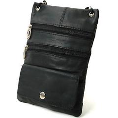Soft Leather Purse Organizer Shoulder Bag 4 Pocket Micro Handbag Travel Wallet