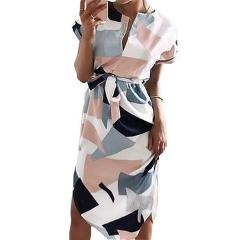 2019 Hot Sale Women Midi Party Dresses Geometric Print Summer Boho Beach Dress Loose Batwing Sleeve Dress Vestidos Plus Size