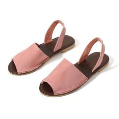 MCCKLE Summer Sandals Women Plus Size Flats Female Casual Peep Toe Shoes Faux Suede Slip On Elastic Band Leisure Solid Footwear