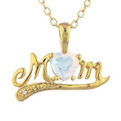 14Kt Yellow Gold Plated Mercury Mist Mystic Topaz & Diamond Heart Mom Pendant