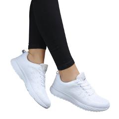 Sneakers Women Sport Shoes Lace-Up Beginner Rubber Fashion Mesh Round Cross Straps Flat Sneakers Running Shoes Casual Shoes
