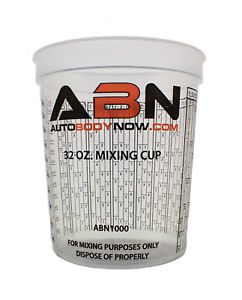 ABN Clear Plastic Paint Mixing Cup 32oz Ounce / 946mL Milliliter