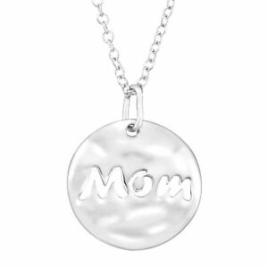 'Mom' Disc Pendant t in Sterling Silver