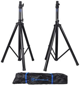 Pair Rockville RVES1 Adjustable Tripod DJ PA Speaker Stands+Carry Bag/Universal