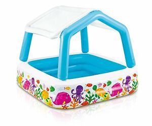 Intex Inflatable Ocean Scene Sun Shade Kids Swimming Pool With Canopy | 57470EP