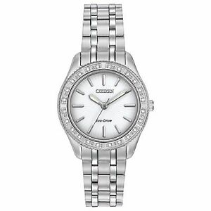 Citizen Eco-Drive Women's EM0240-56A Carina Diamond Bezel Silver-Tone 29mm Watch
