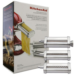 KitchenAid 3 Piece Pasta Roller & Cutter Attachment Set Silver - KSMPRA