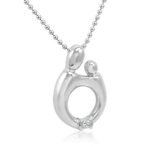 Sterling Silver Mother and Child Diamond Pendant on an 18in. Chain