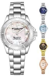 Stuhrling 3950L Women's Underwater svelte 32mm MOP Stainless Link Bracelet Watch