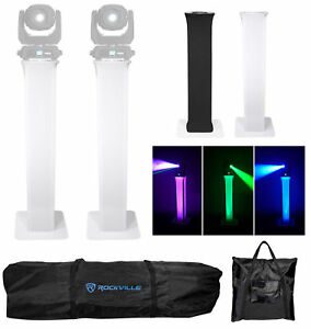 2) Rockville RTP32W Totem Moving Head Light Stands+Black+White Scrims+Carry Bags