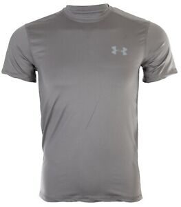 UNDER ARMOUR Mens Athletic T-Shirt SOLID CHARCOAL GREY Semi Fitted Heat Gear $40