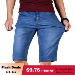 Big Size 40 42 44 46 2019 Summer New Men Business Denim Shorts Fashion Casual Stretch Slim Blue Short Jeans Male