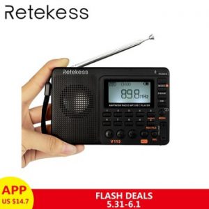 RETEKESS V115 Radio AM FM SW Pocket Radio Receiver Shortwave Transistor Receiver TF Card USB REC Recorder FM Tuner Work F9205A