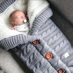 Warm Baby Blanket Soft Baby Sleeping Bag Footmuff Cotton Knitting Envelope Newborn Swadding Wrap Stroller Accessories Sleepsacks