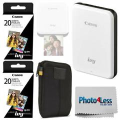 Canon IVY Mini Mobile Photo Printer (Slate Gray) + 40 Zink Photo Paper + Case
