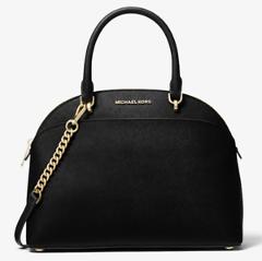 Michael Kors Emmy Large Cindy Dome Satchel Bag Black Saffiano