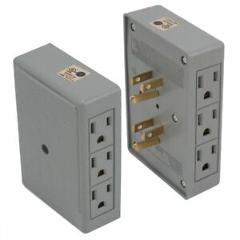 2 Side Entry 6-Way Electrical Socket Outlet Splitter Wall Mount Adapter In Grey