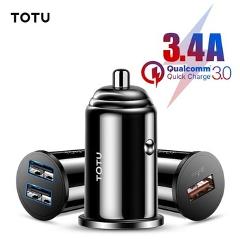 TOTU Quick Charge 3.0 USB Car Charger For iPhone xs Samsung Xiaomi Mini Dual USB Car Fast Charging Mobile Phone Charger Adapter