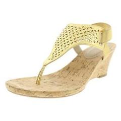 White Mountain Womens Arnette Cork T-Strap Wedge Sandals Shoes BHFO 6048