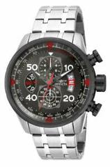 Invicta 17204 Men's Aviator Chronograph Gunmetal Dial Steel Bracelet Watch